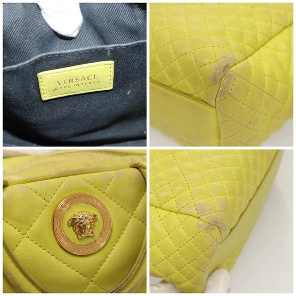 VERSACE Hand Bag Leather Green Gold - Picture 12 of 15